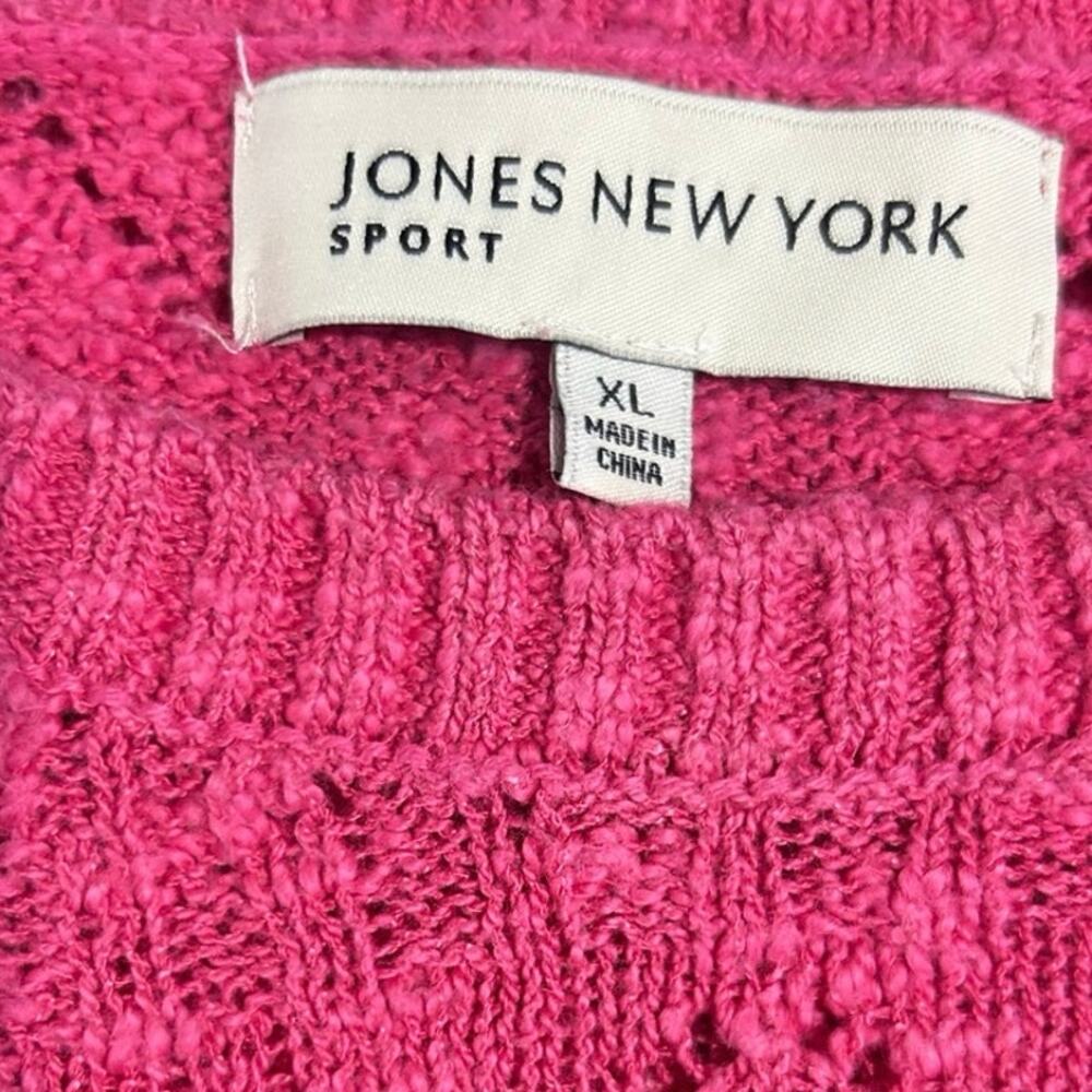 Jones New York Sport Pink Open Knit Sweater XL Cotton Lightweight - Picture 5 of 6